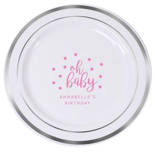 Confetti Dots Oh Baby Premium Banded Plastic Plates